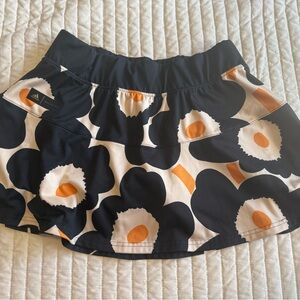 Adidas x Marimekko Unikko Floral Athletic Skirt Large Black Orange